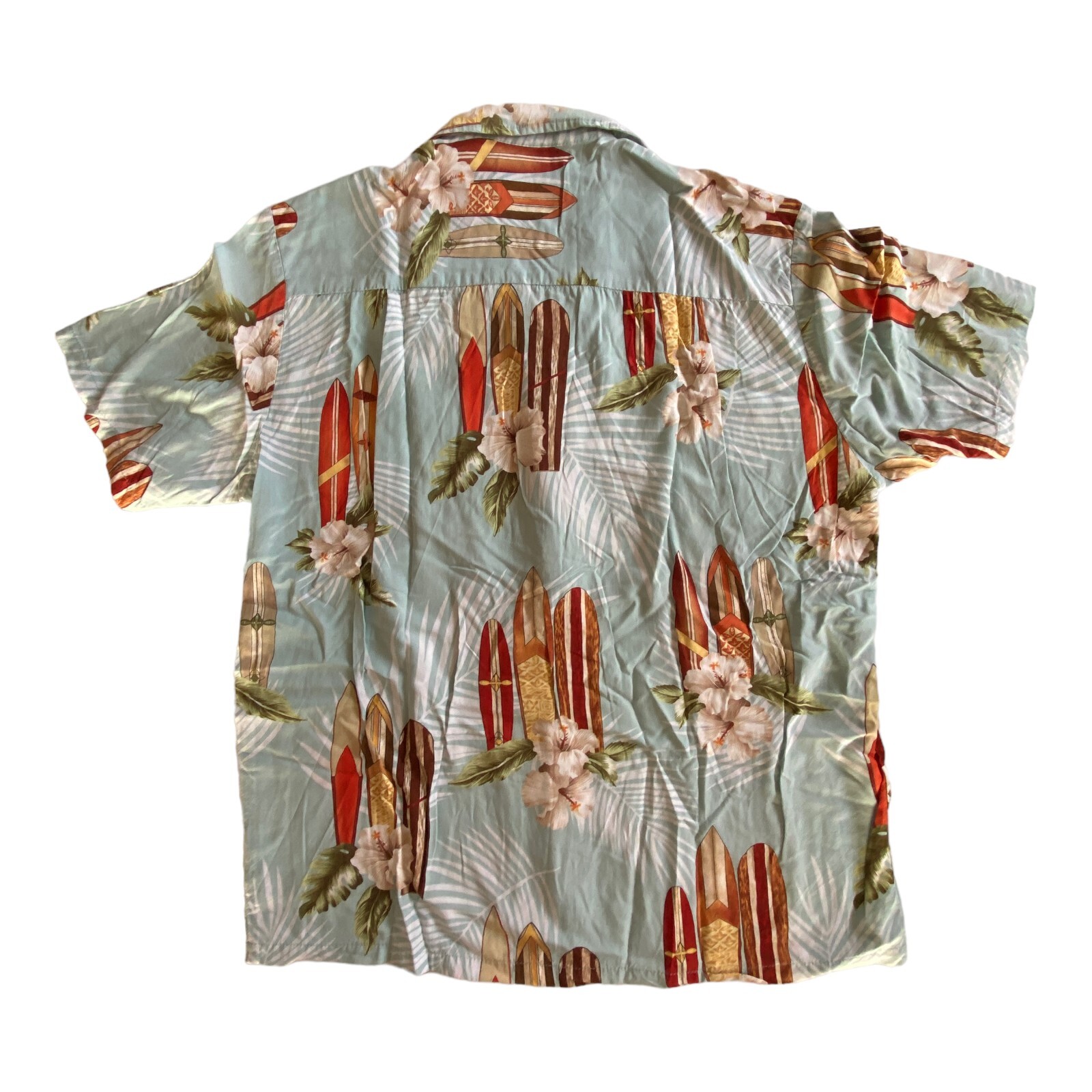 VIntage Kalaheo Men Hawaiian Shirt Surfboard Hibiscus Palm Short Sleeve