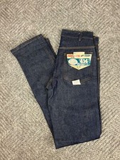 Vintage 70's Saddle King Western by Key Raw Denim Jeans Mens 29x35 Dark Wash NOS