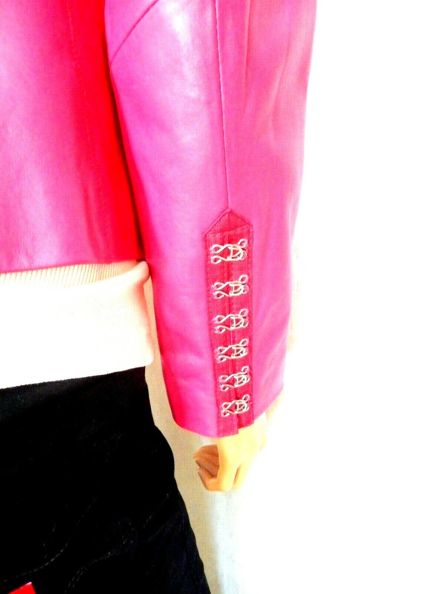 Blazer En Cuir Véritable BIANCA NYGARD - Taille 4 - Rose - Neuf Sans étiquette