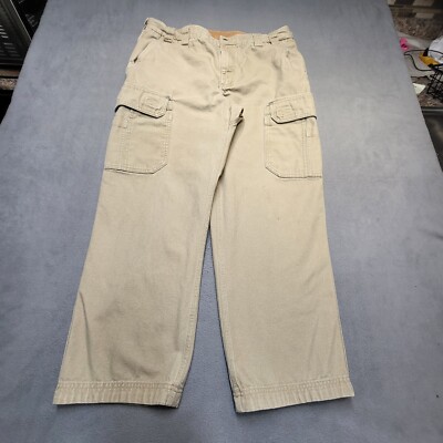 Duluth Trading Cargo Pants Mens 38x29 Brown Straight Leg Heavy Canvas Workwear