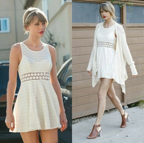 Daisy Waist Pointelle Lace Mini Dress 