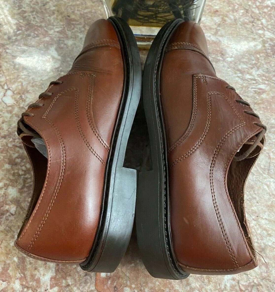 THOM BROWNE Thom McAn Men's Brown Leather Lace Up Oxford Shoes Size 9.5 EUC Made in Italy