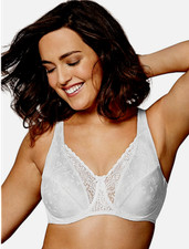 New Bra Playtex Secrets Full-Figure Underwire Lace White US4422 MSRP- 42.00 42D