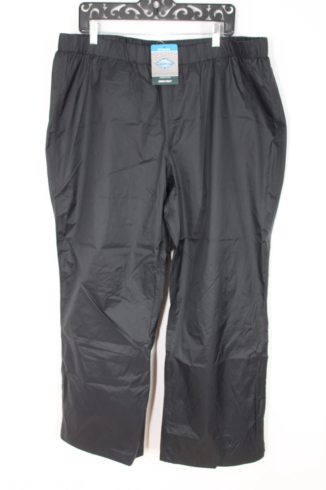 NWT Columbia 1X Black Omni-Tech Nylon Storm Surge Pull On Rain Pants