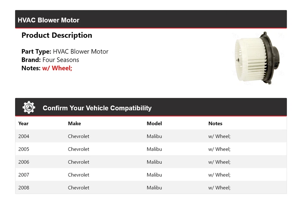 Motor soplador de climatización para Chevrolet Malibu 2004-2008 4 estaciones 2005 2006 2007 Foto 2 de 4