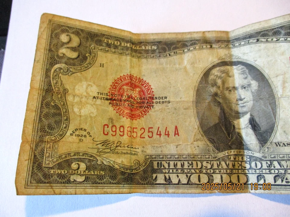 TWO DOLLAR RED SEAL - C99652544A - SERIES OF 1928 D - UNITED STATES NOTE - Image 3 of 4