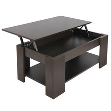 Lift Top Coffee Table w/ Hidden Compartment and Storage Shelves Modern Furniture