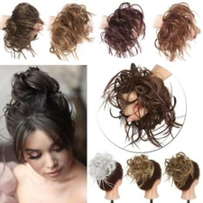 US TOP Curly Scrunchie Thick Hair Updo Extension Messy Bun As Human Hair Piece