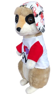 Flo s Toys Dressed Meerkat Plush Toy Hearts Hat And Shirt 18 