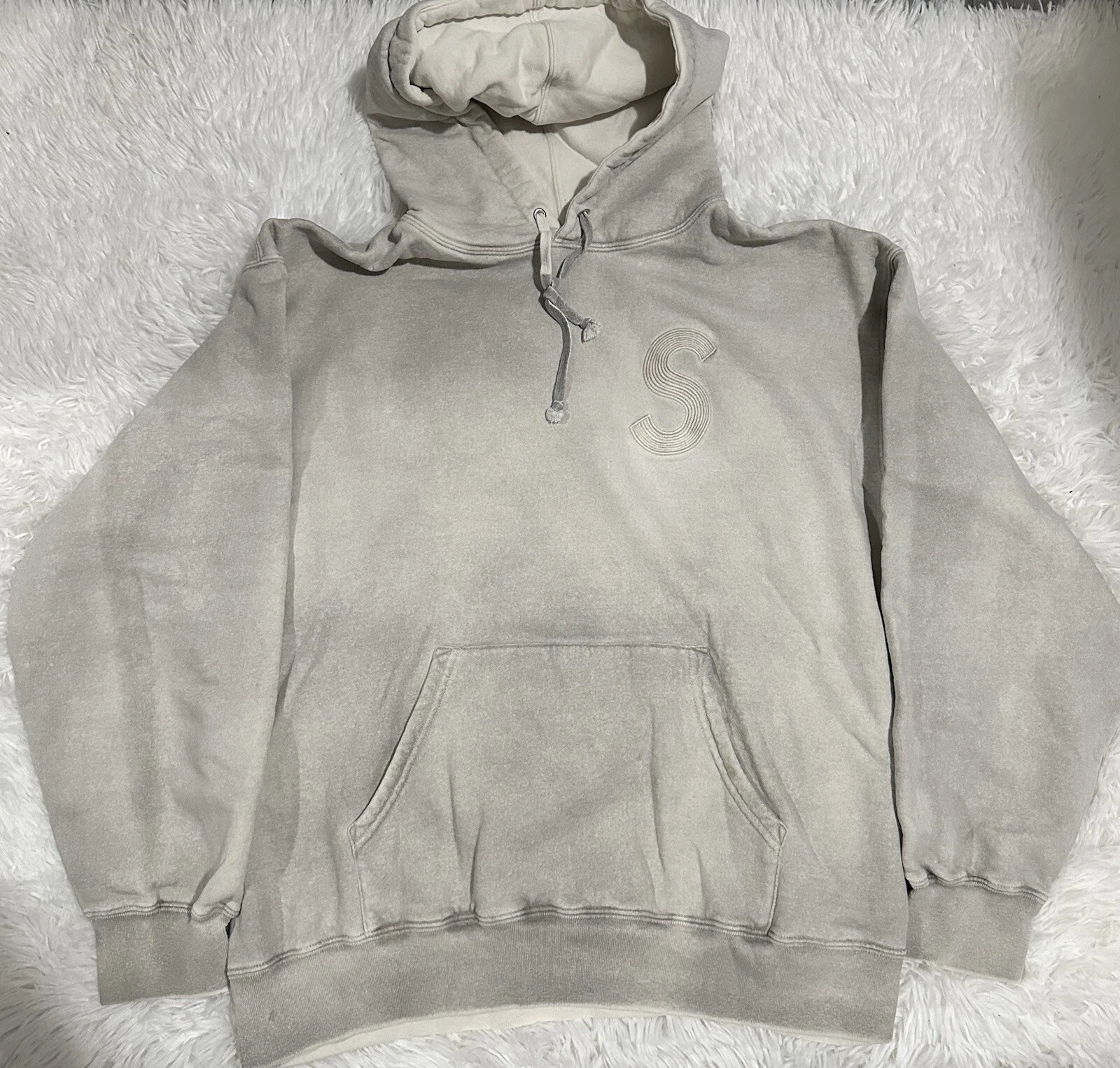 Sweat à capuche Supreme Overdyed logo S taille L couleur naturelle