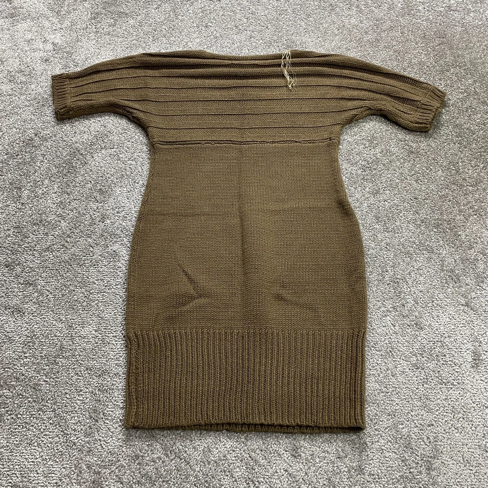 Vestido Suéter Attention Mujer Pequeño Marrón Cambio Grueso Tejido Manga Corta Damas Foto 2 de 4