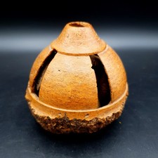 Vintage Brazil Nut Pod Hand Carved Nuts inside Amazon Rainforist H9cm Diam 9cm