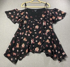 City Chic Women Blouse  M/18 Floral Chiffon Cold Shoulder