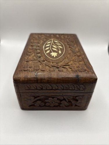 Caja de madera Sheesham hecha a mano, caja de almacenamiento para joyero, hecha a mano en la India, como nueva 😎 - Imagen 2 de 4
