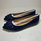Journee Collection Womens 8 W Blue Judy Ruffle Slip On Flats NIB XI8