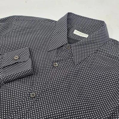 Camisa DRIES VAN NOTEN Negro/Blanco Patrón Diamante Manga Larga Botón Talla 48 - Imagen 1 de 4