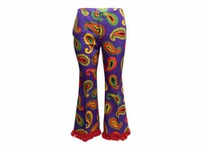 Purple & Multicolor Gucci Paisley Print Fringe-Trimmed Pants Size IT 38