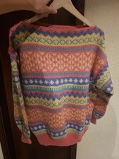 Handgestrickter Wollpullover Norwegischer Stil Gr. XXL Warm Winter Frauen Wolle