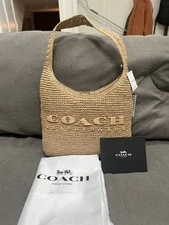 Ships ASAP! 👑 Coach Brooklyn Small Straw Shoulder Bag 28 - CAL97 NWT 👑
