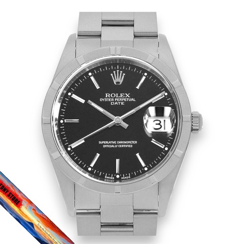 Rolex Oyster Perpetual Date 15210 Black Dial Men's Watch Preowned