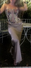 Fashion Nova Brand Beautiful Floor Length Gown With Floral & Satin Details