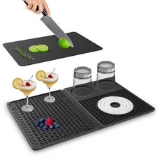 4-in-1 Bar Mats Home Bar Accessories for Countertop, Multi-Purpose Cocktail M...