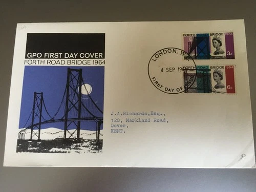 GB STAMPS RARE FIRST DAY COVER  1964 FORTH ROAD BRIDGE PHOSPHOR