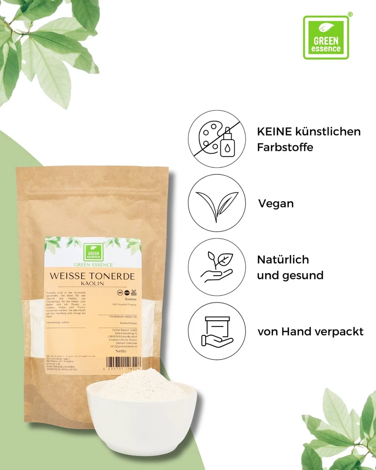 Kaolin Tonerde 250g – weiße Heilerde Pulver – feines Tonpulver für Masken - Bild 2 von 4