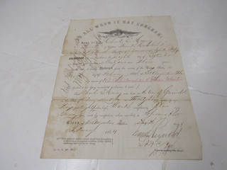 Civil War CT Charles E. Harvey Private Enrollment CT Vo. Inf. Reg. Document