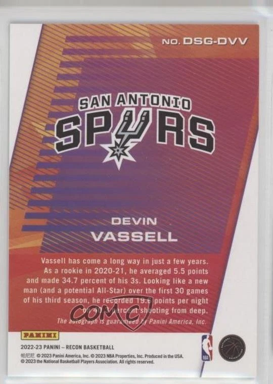 2022-23 Panini Recon Destined for Greatness Signatures /99 Devin Vassell Auto - Image 2 of 2