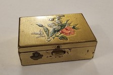 Vintage Metal Pill Box With Painted Flower Design on Lid.