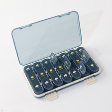 Travel Size Plastic 7-Day Pill Organizer Case, 3x Daily 21 Compartments, Blue