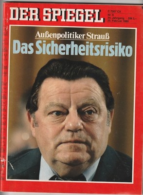 Der Spiegel 9 / 1980 Franz Josef Strauß Botho Strauß Rumor  Renault Alpine A 310