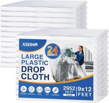 12/24 12 X 9FT XL Painters Plastic Drop Cloth Painting Paint Sheet Dust Cover