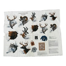 Cranston Call of the Wild Fabric Applique Panel Animals Ram Buck Deer Bear Wolf