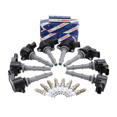 Bosch 8 Ignition Coils and 8 Platinum Spark Plugs Kit For Mercedes C216 W221