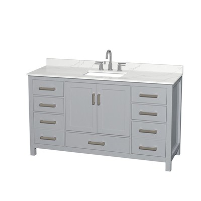 Wyndham Collection WCS141460S-QTZ-US3MXX Sheffield 60'' - Gray / Giotto Quartz