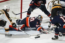 Garth Snow New York Islanders makes the stick save v the Bos- Ice Hockey Photo
