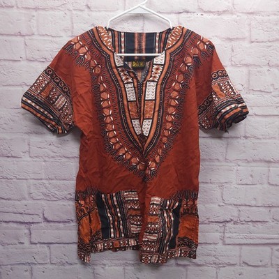 Da'Iki Tunic with Pockets Women's Small African Tribal Colorful Coverup Festival