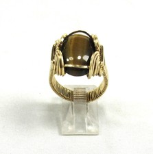 Tiger Eye 14K Gold Filled Wire Wrap Ring Size...