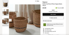 Neptune Redford Small Round Woven Seagrass Basket, Natural