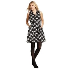 VINCE CAMUTO Sleeveless Black/White Chiffon Dress V Neck w/Attached Tie (6 ) NWT