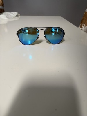 Ray-Ban Aviator Flash Lenses Mirror Blue Sunglasses Worn Once Includes Case
