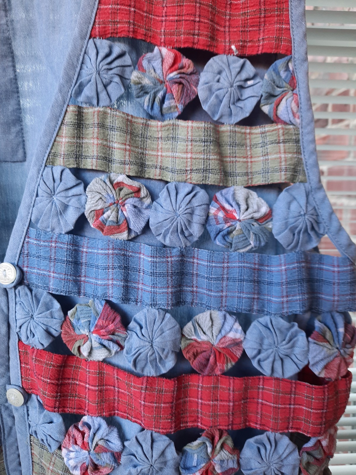 Quilted Patchwork Yo-Yo Vest Folk Cottagecore Gra… - image 3