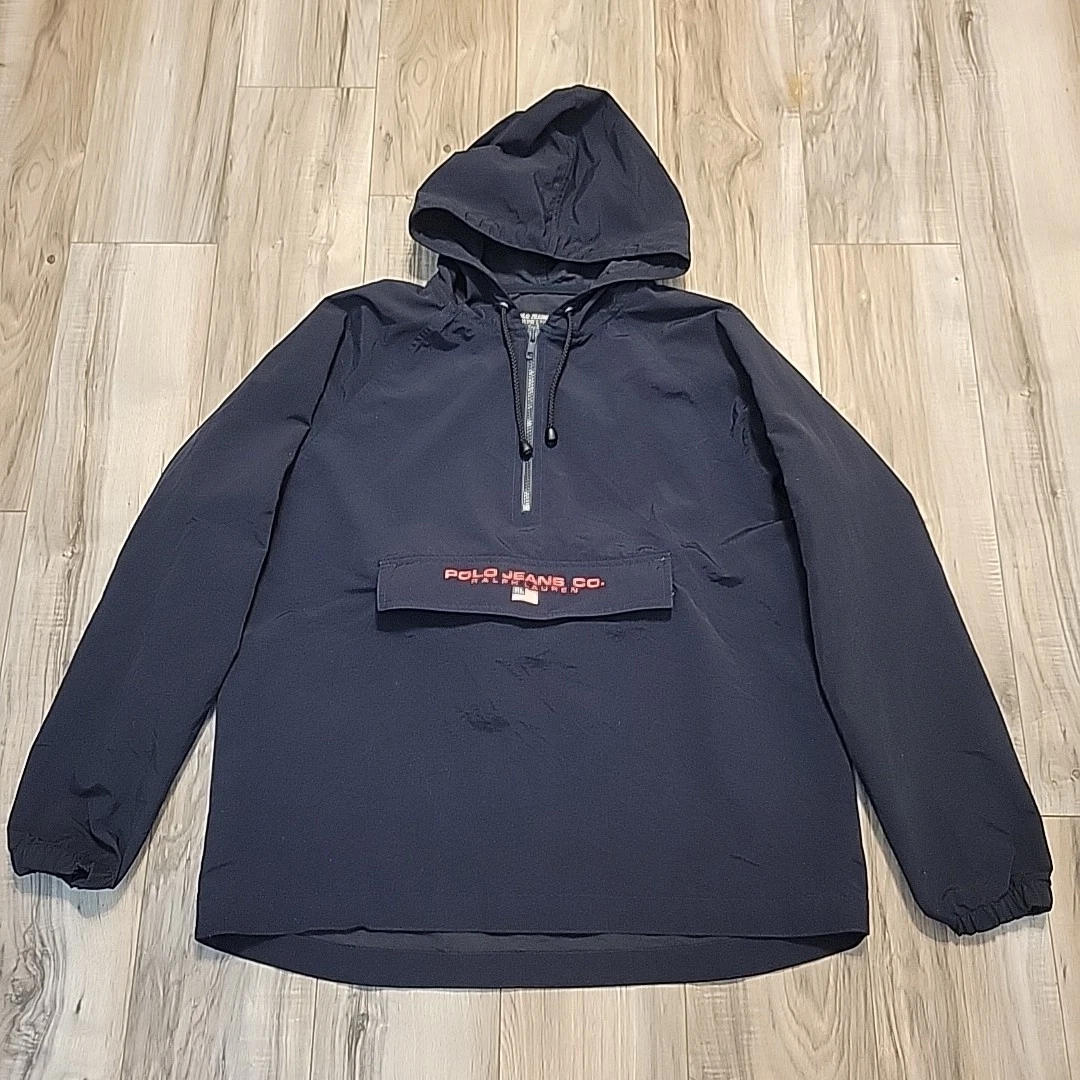 Ralph Lauren Polo Jeans Co. Hooded Mens Medium Quarter Zip Jacket Packable VGT