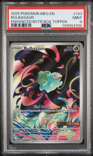2025 POKEMON MEG EN-MEGA EVOLUTION ENHANCED BOOSTER BOX TOPPER BULBASAUR PSA 9