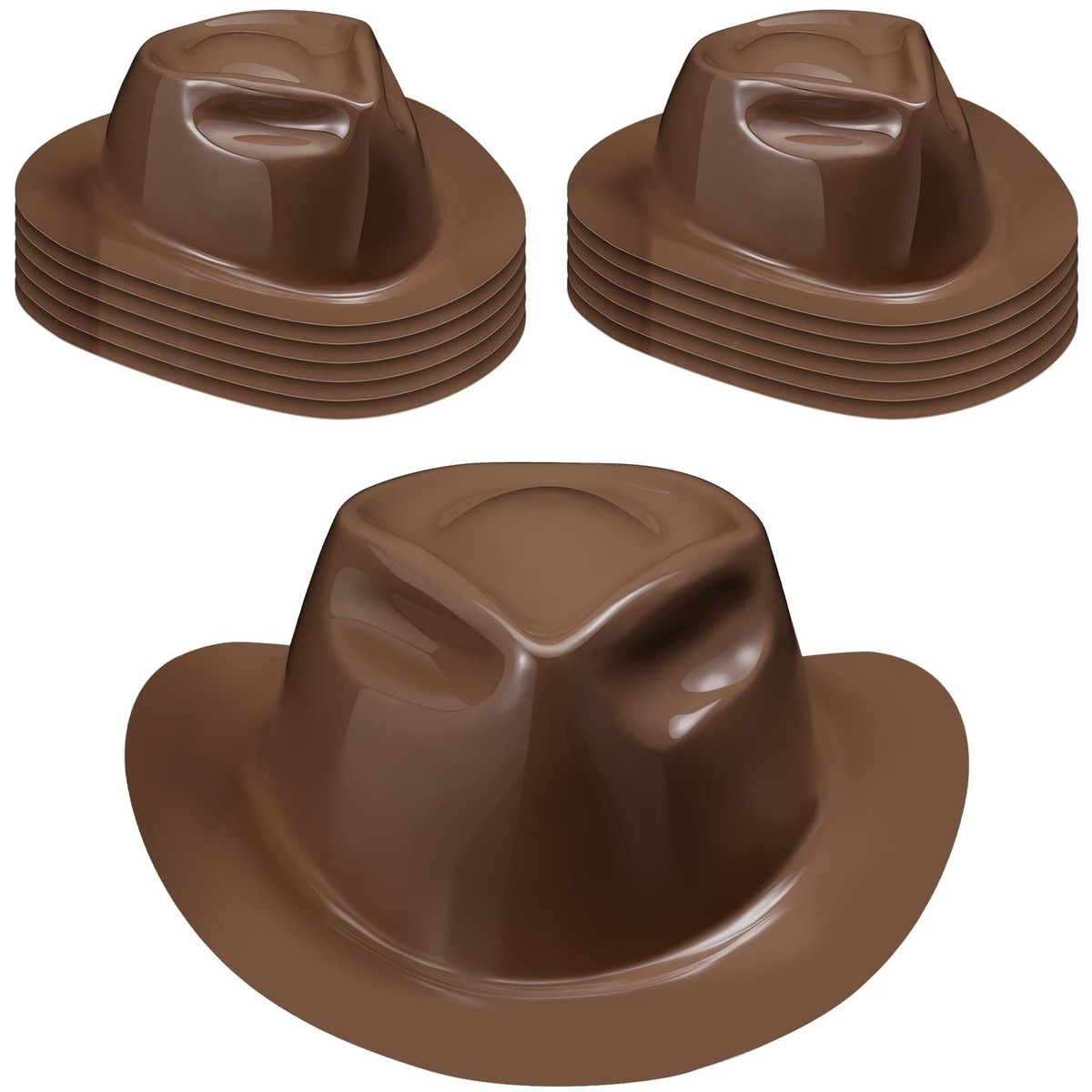 7221 12 Pieces Disposable Plastic Cowboy Hat Set For Party Felt Wide SGBETTER 12 Pcs Plastic Cowboy Hats Western Cowgirl Hat  main image 4