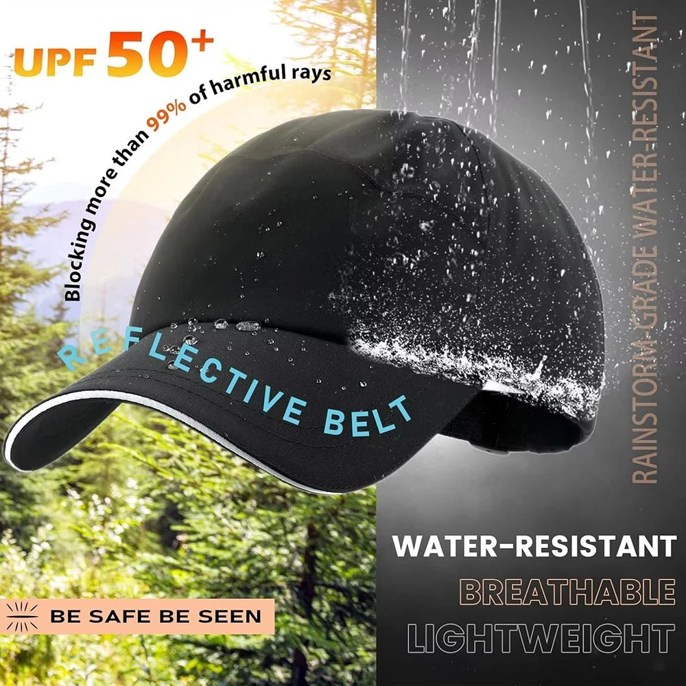 Reflective Baseball Cap Waterproof Sun Hat for Hiking Running Fishing Outdoor