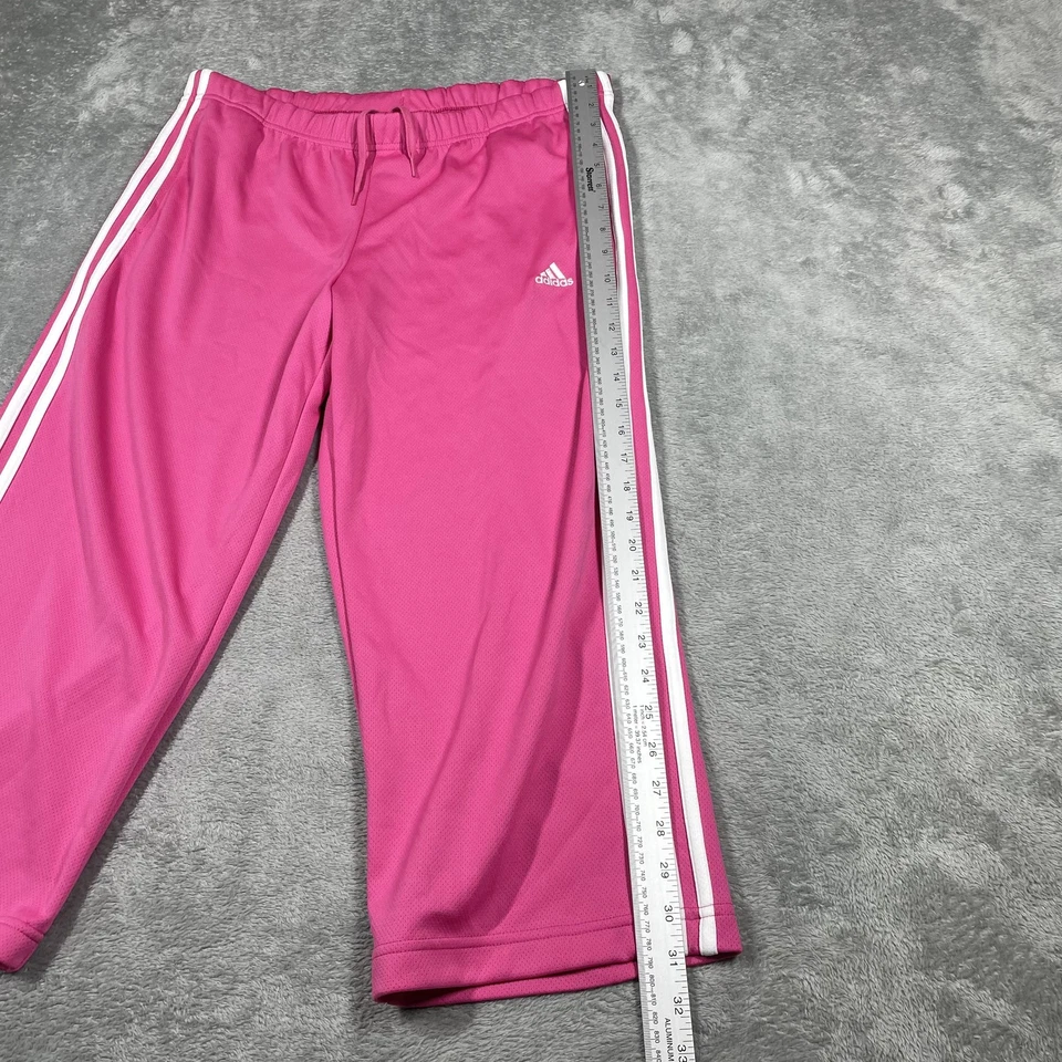 Adidas Capri Pants Womens Medium Pink Climalite 3 Stripe Cropped Athletic Track - Image 2 of 4