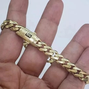 Authentic Miami Cuban Link Gift For Monaco Bracelet long Box Lock 14k Yellow Gold Plated